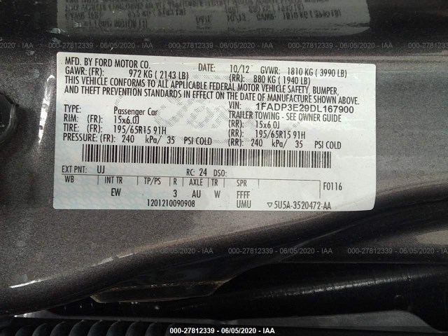 Photo 8 VIN: 1FADP3E29DL167900 - FORD FOCUS 