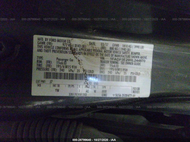 Photo 8 VIN: 1FADP3E29HL244870 - FORD FOCUS 