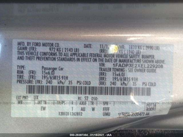 Photo 8 VIN: 1FADP3E2XEL229208 - FORD FOCUS 