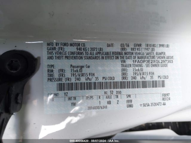 Photo 8 VIN: 1FADP3E2XGL297303 - FORD FOCUS 