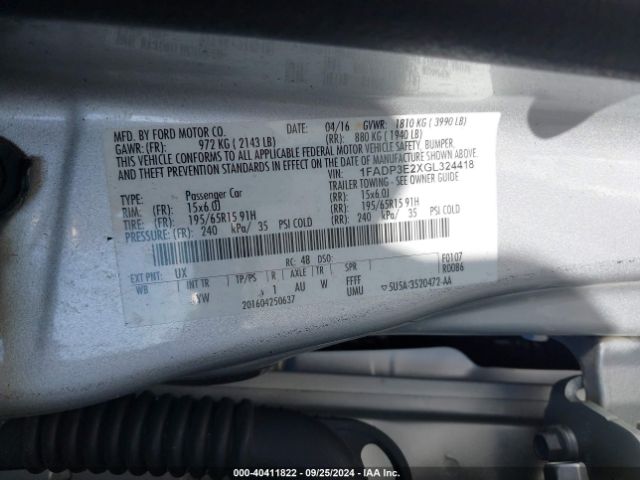 Photo 8 VIN: 1FADP3E2XGL324418 - FORD FOCUS 