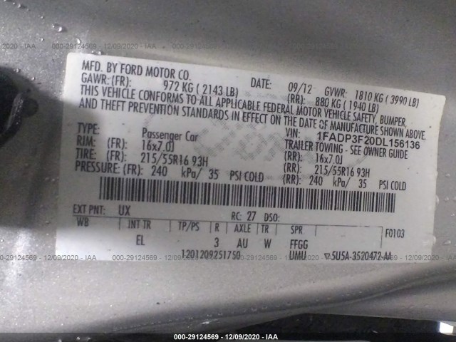 Photo 8 VIN: 1FADP3F20DL156136 - FORD FOCUS 