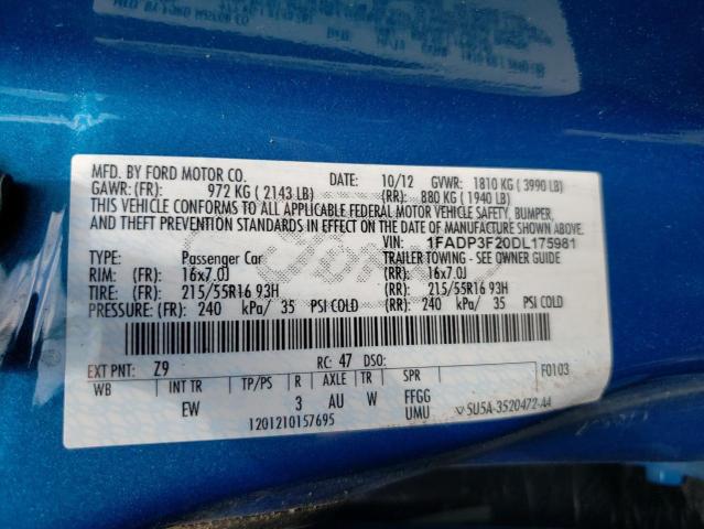 Photo 9 VIN: 1FADP3F20DL175981 - FORD FOCUS SE 