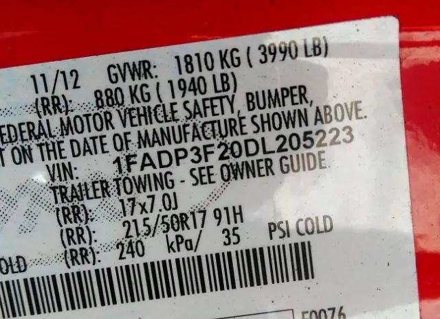 Photo 8 VIN: 1FADP3F20DL205223 - FORD FOCUS 