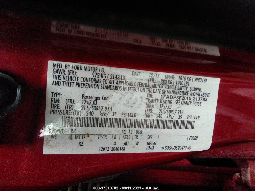 Photo 8 VIN: 1FADP3F20DL213788 - FORD FOCUS 