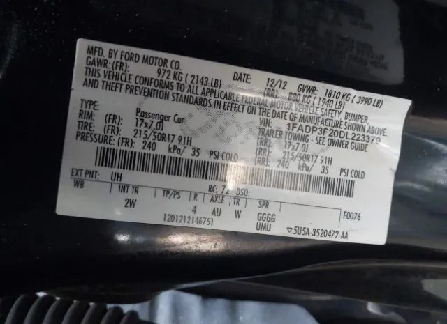 Photo 8 VIN: 1FADP3F20DL223379 - FORD FOCUS 