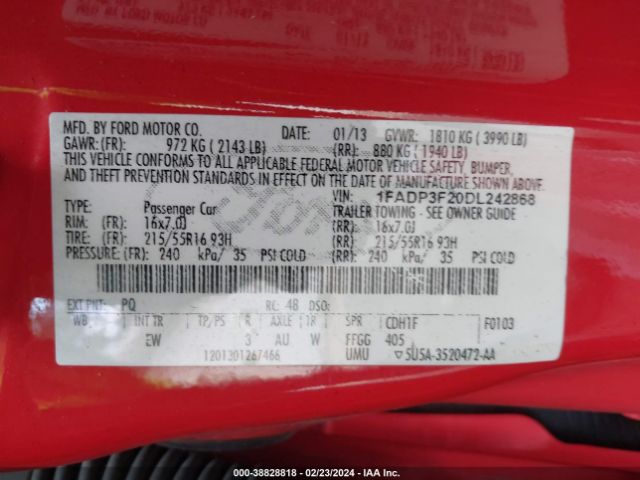 Photo 8 VIN: 1FADP3F20DL242868 - FORD FOCUS 