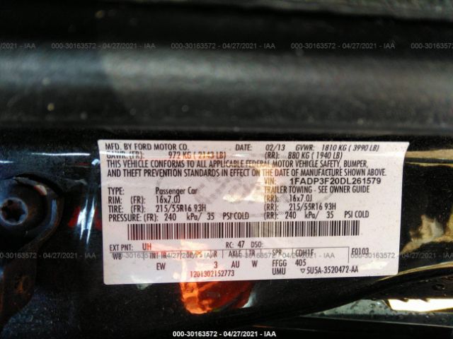 Photo 8 VIN: 1FADP3F20DL261579 - FORD FOCUS 