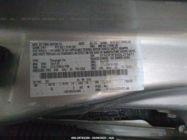 Photo 8 VIN: 1FADP3F20DL275871 - FORD FOCUS 