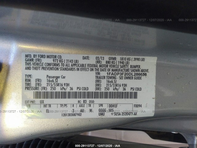 Photo 8 VIN: 1FADP3F20DL286658 - FORD FOCUS 