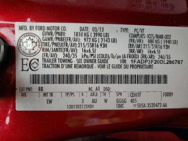 Photo 9 VIN: 1FADP3F20DL286787 - FORD FOCUS SE 