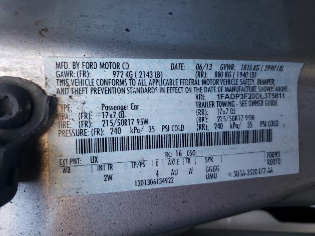 Photo 9 VIN: 1FADP3F20DL375811 - FORD FOCUS 