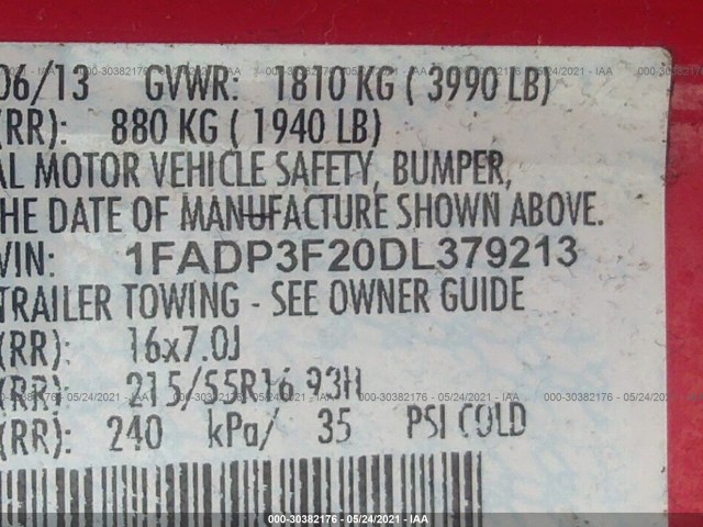 Photo 8 VIN: 1FADP3F20DL379213 - FORD FOCUS 