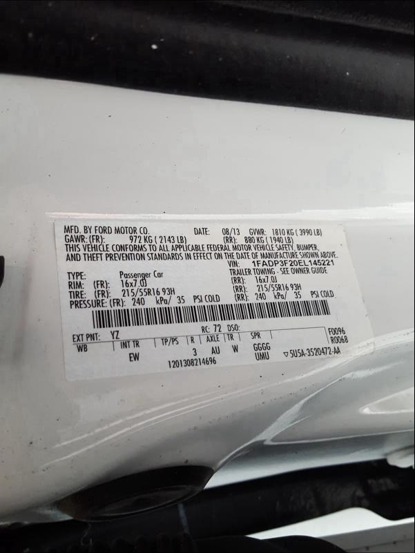 Photo 9 VIN: 1FADP3F20EL145221 - FORD FOCUS SE 