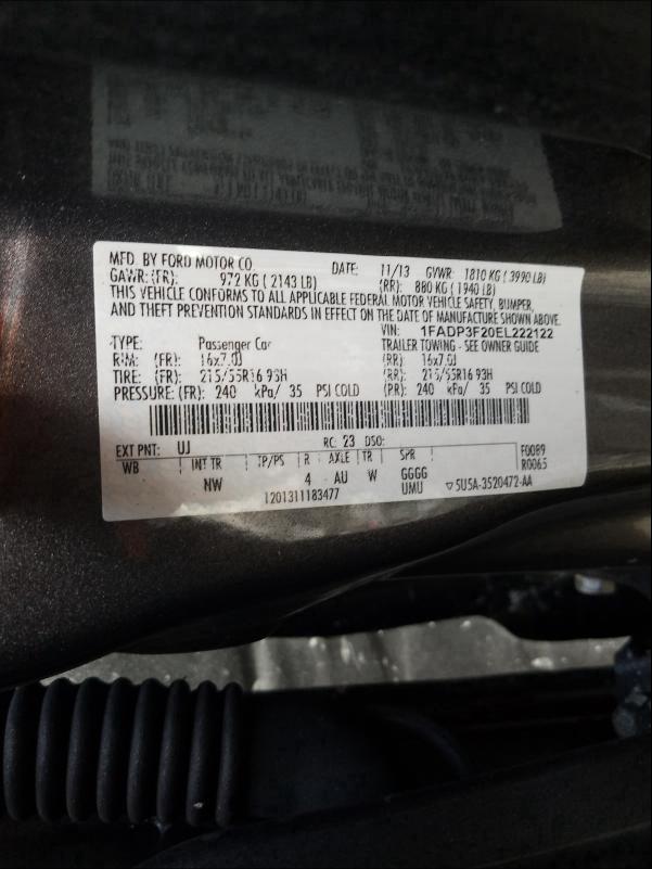 Photo 9 VIN: 1FADP3F20EL222122 - FORD FOCUS SE 