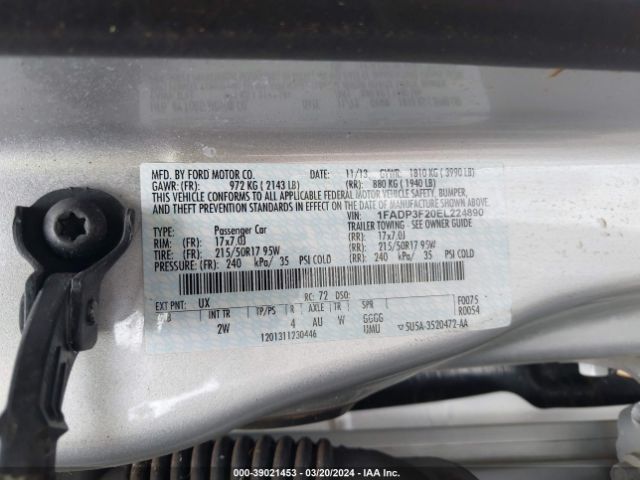 Photo 8 VIN: 1FADP3F20EL224890 - FORD FOCUS 