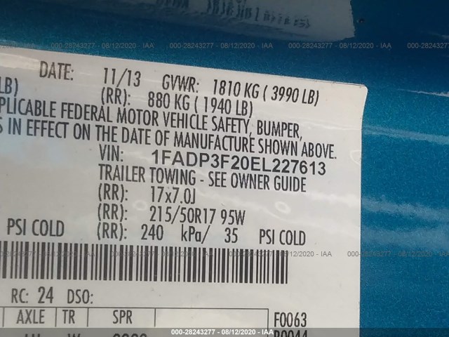 Photo 8 VIN: 1FADP3F20EL227613 - FORD FOCUS 