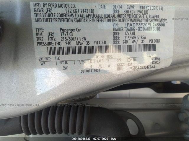 Photo 8 VIN: 1FADP3F20EL245898 - FORD FOCUS 