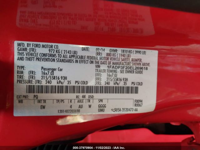 Photo 8 VIN: 1FADP3F20EL269618 - FORD FOCUS 