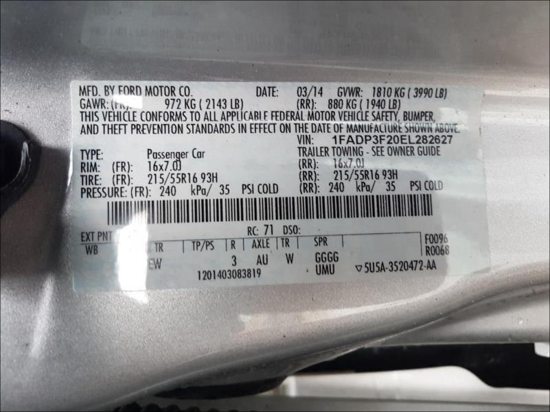 Photo 9 VIN: 1FADP3F20EL282627 - FORD FOCUS SE 