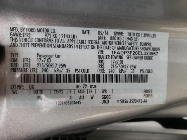 Photo 9 VIN: 1FADP3F20EL323967 - FORD FOCUS SE 