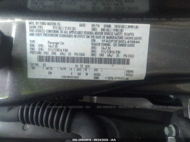 Photo 8 VIN: 1FADP3F20EL416844 - FORD FOCUS 