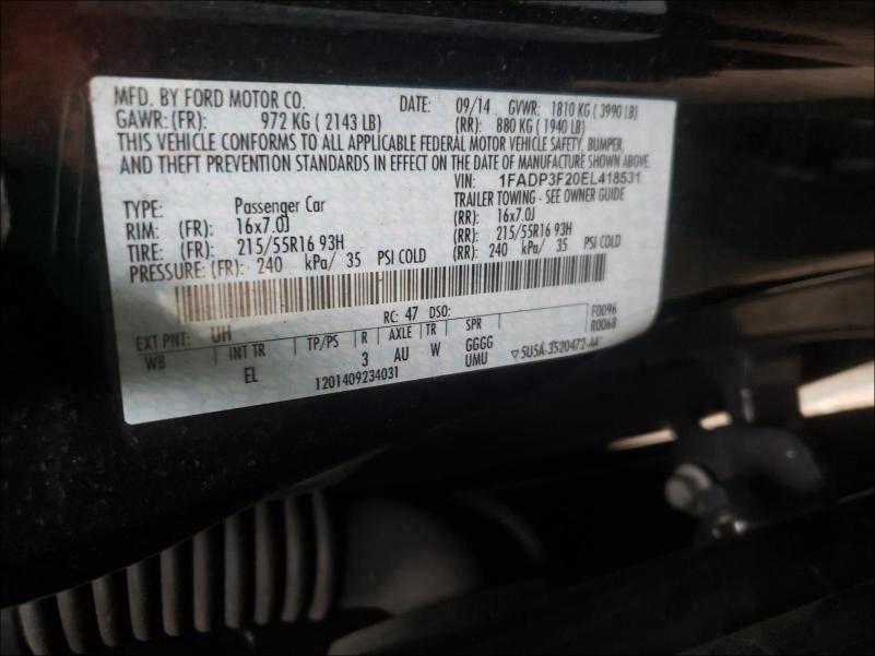 Photo 9 VIN: 1FADP3F20EL418531 - FORD FOCUS SE 