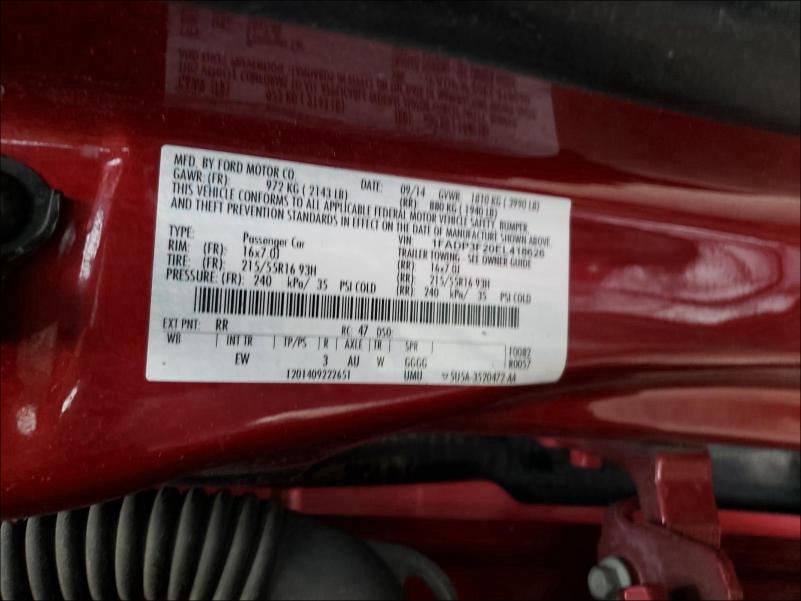 Photo 9 VIN: 1FADP3F20EL418626 - FORD FOCUS SE 