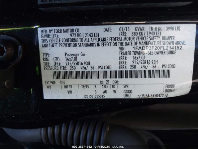 Photo 8 VIN: 1FADP3F20FL214152 - FORD FOCUS 