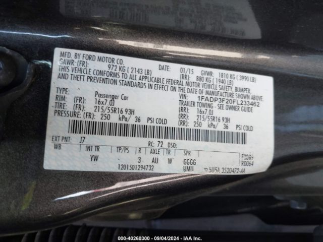 Photo 8 VIN: 1FADP3F20FL233462 - FORD FOCUS 