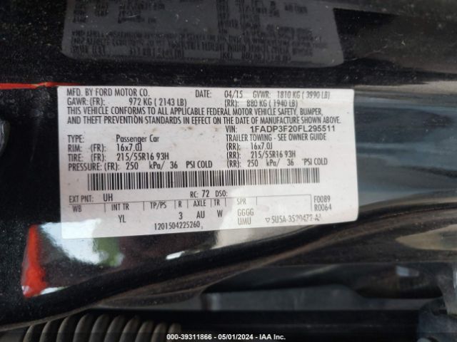 Photo 8 VIN: 1FADP3F20FL295511 - FORD FOCUS 