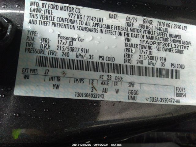 Photo 8 VIN: 1FADP3F20FL321797 - FORD FOCUS 