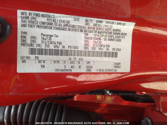 Photo 8 VIN: 1FADP3F20FL335117 - FORD FOCUS 