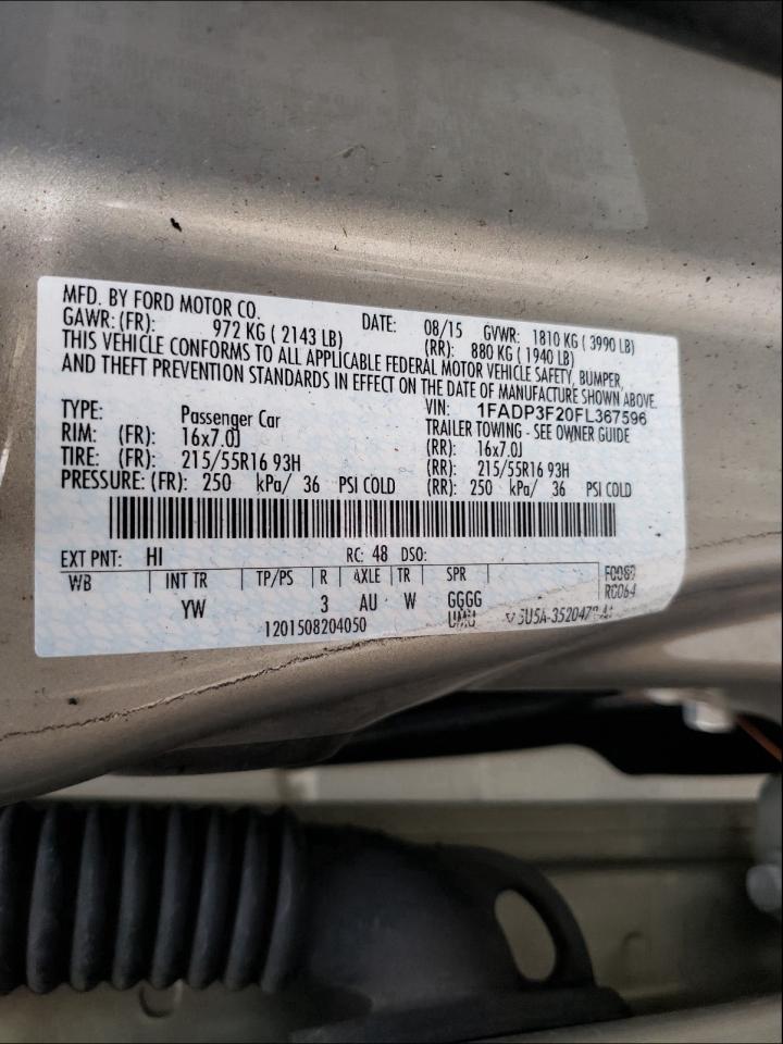 Photo 9 VIN: 1FADP3F20FL367596 - FORD FOCUS 