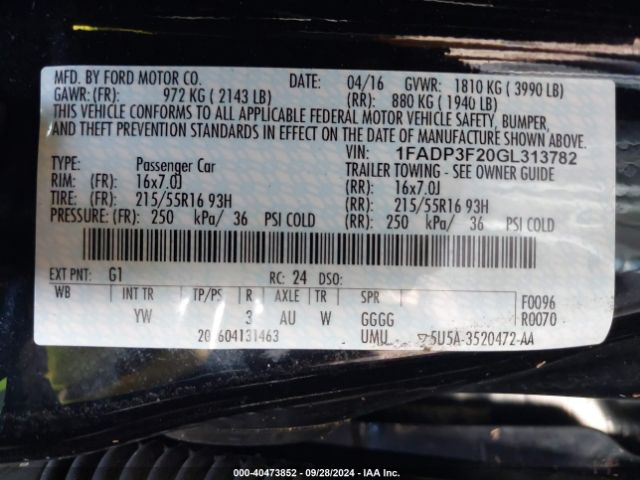 Photo 8 VIN: 1FADP3F20GL313782 - FORD FOCUS 