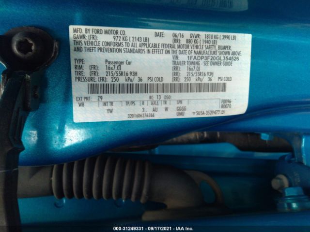 Photo 8 VIN: 1FADP3F20GL354526 - FORD FOCUS 