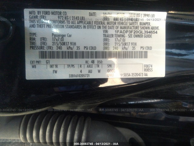 Photo 8 VIN: 1FADP3F20GL394654 - FORD FOCUS 