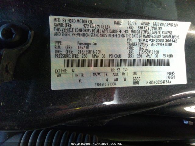 Photo 8 VIN: 1FADP3F20GL395142 - FORD FOCUS 