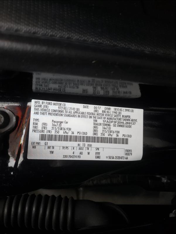 Photo 9 VIN: 1FADP3F20HL269137 - FORD FOCUS SE 