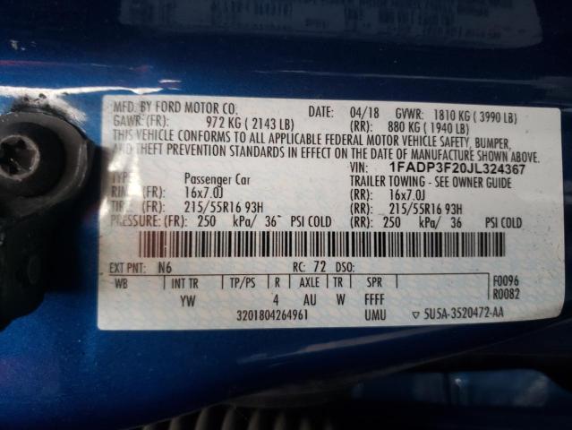 Photo 9 VIN: 1FADP3F20JL324367 - FORD FOCUS SE 