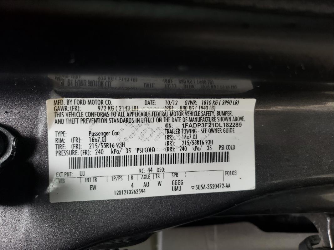 Photo 9 VIN: 1FADP3F21DL182289 - FORD FOCUS SE 