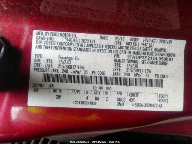 Photo 8 VIN: 1FADP3F21DL350691 - FORD FOCUS 