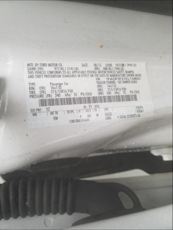 Photo 9 VIN: 1FADP3F21EL134843 - FORD FOCUS SE 