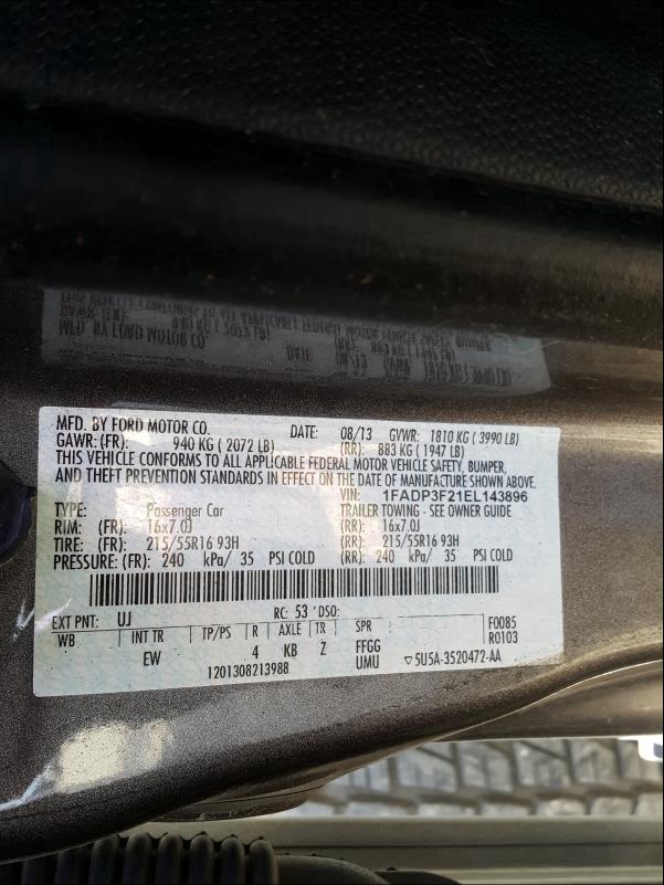 Photo 9 VIN: 1FADP3F21EL143896 - FORD FOCUS SE 