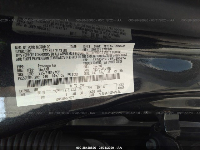 Photo 8 VIN: 1FADP3F21EL200274 - FORD FOCUS 