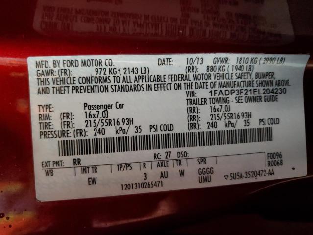 Photo 11 VIN: 1FADP3F21EL204230 - FORD FOCUS 