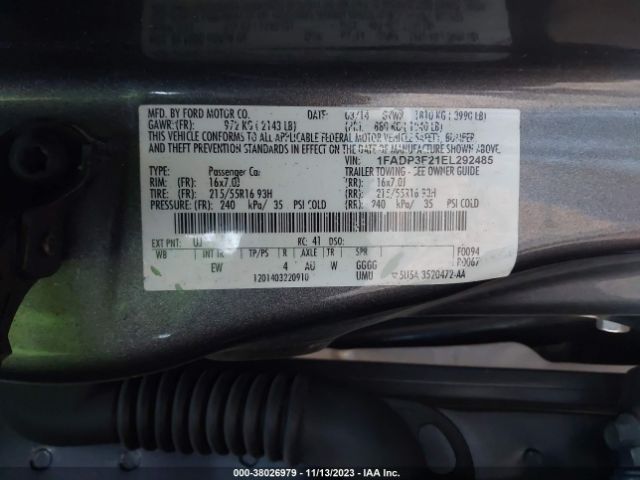 Photo 8 VIN: 1FADP3F21EL292485 - FORD FOCUS 