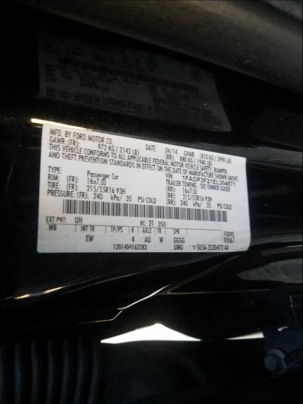 Photo 9 VIN: 1FADP3F21EL304571 - FORD FOCUS SE 