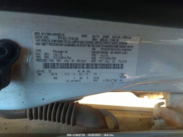 Photo 8 VIN: 1FADP3F21EL349509 - FORD FOCUS 