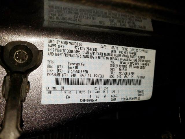 Photo 9 VIN: 1FADP3F21EL359554 - FORD FOCUS SE 